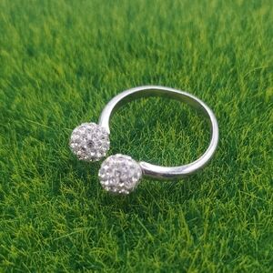 Elegant Silver Crystal Ball Ring R805
